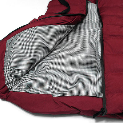 Men's Sleeveless Maroon Hooded Puffer Jacket