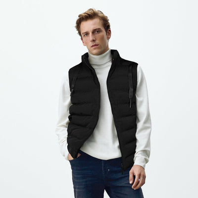 Men's Sleeveless Black Hooded Puffer Jacket